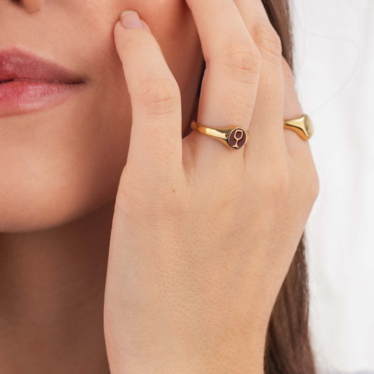 RED WINEGLASS Anello Argento