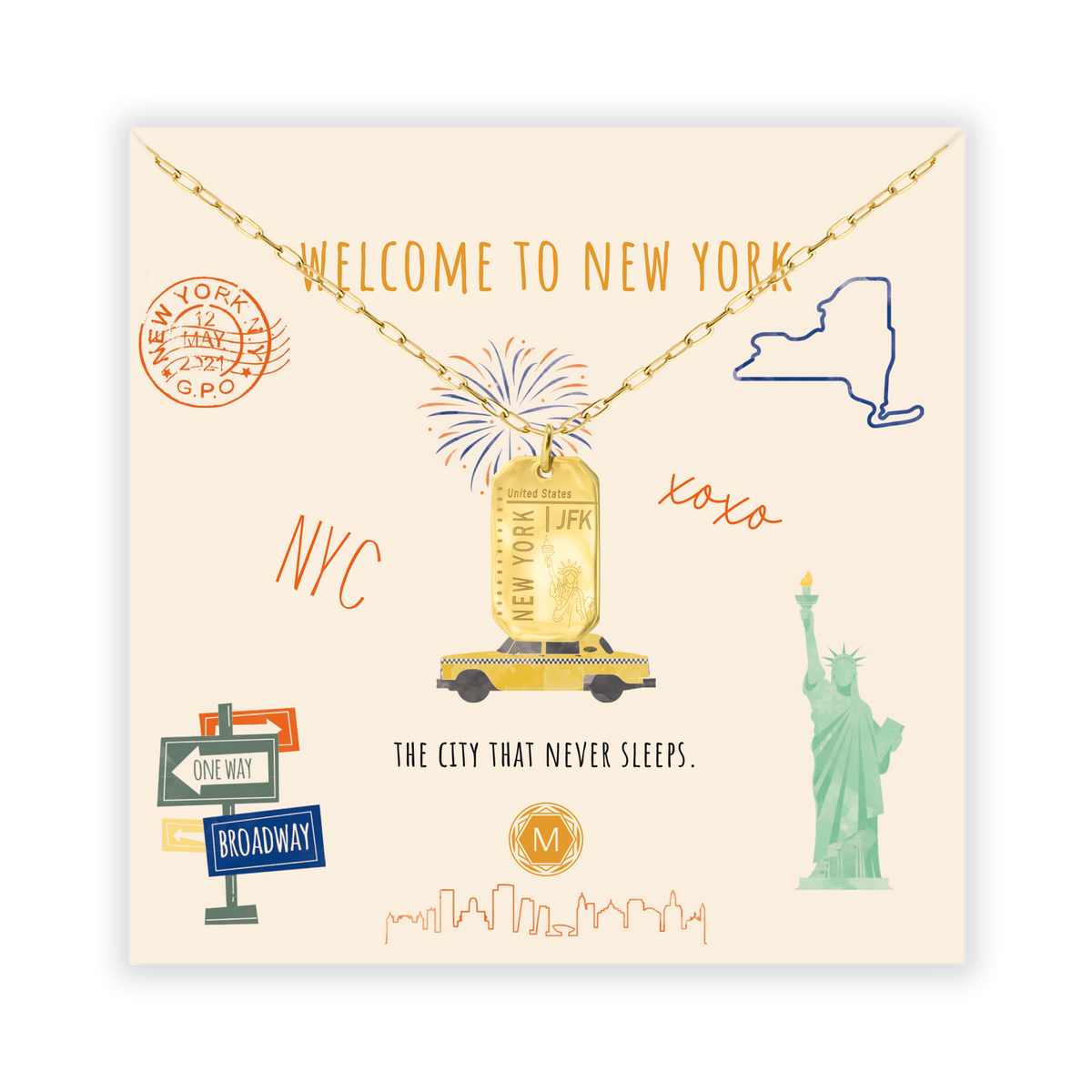 Ciondolo New York Mets 24k Oro - Ventaglio Gioiello - Trustblue127 - Nuovo In Astuccio